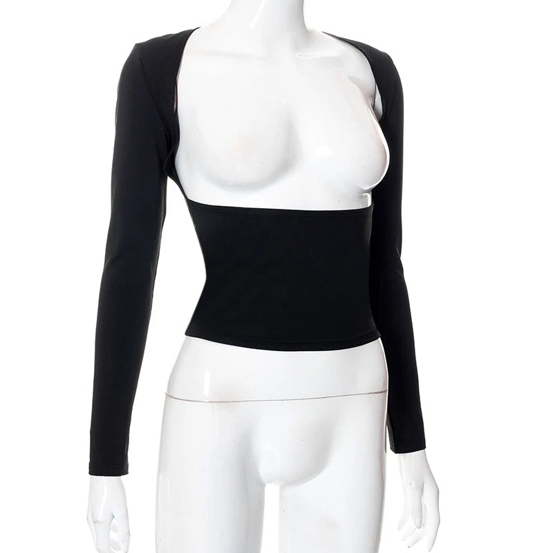 Backless Short Sleeve Blue Y2K Crop Top Women Casual O Neck  Summer T Shirts Sexy Vintage Cut Out