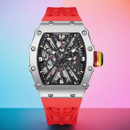 PAGANI DESIGN  Luxury Mens Quartz Watches Barrel Shape Waterproof Wrist Watch For Men VH65 Silicone Luminous Sapphire Mirror