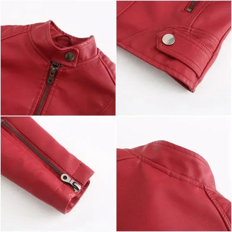 Faux Leather Jacket Women 2026 Autumn Spring Women's Moto Biker Jacket Red Black Coat Brown Purple Blue 3xl 4xl Coffee XS Beige