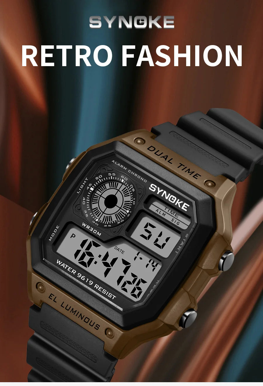 SYNOKE Digital Watches Men Sports Luminous Multifunction Waterproof Chrono Wristwatch Outdoor and Running Student Seven Light