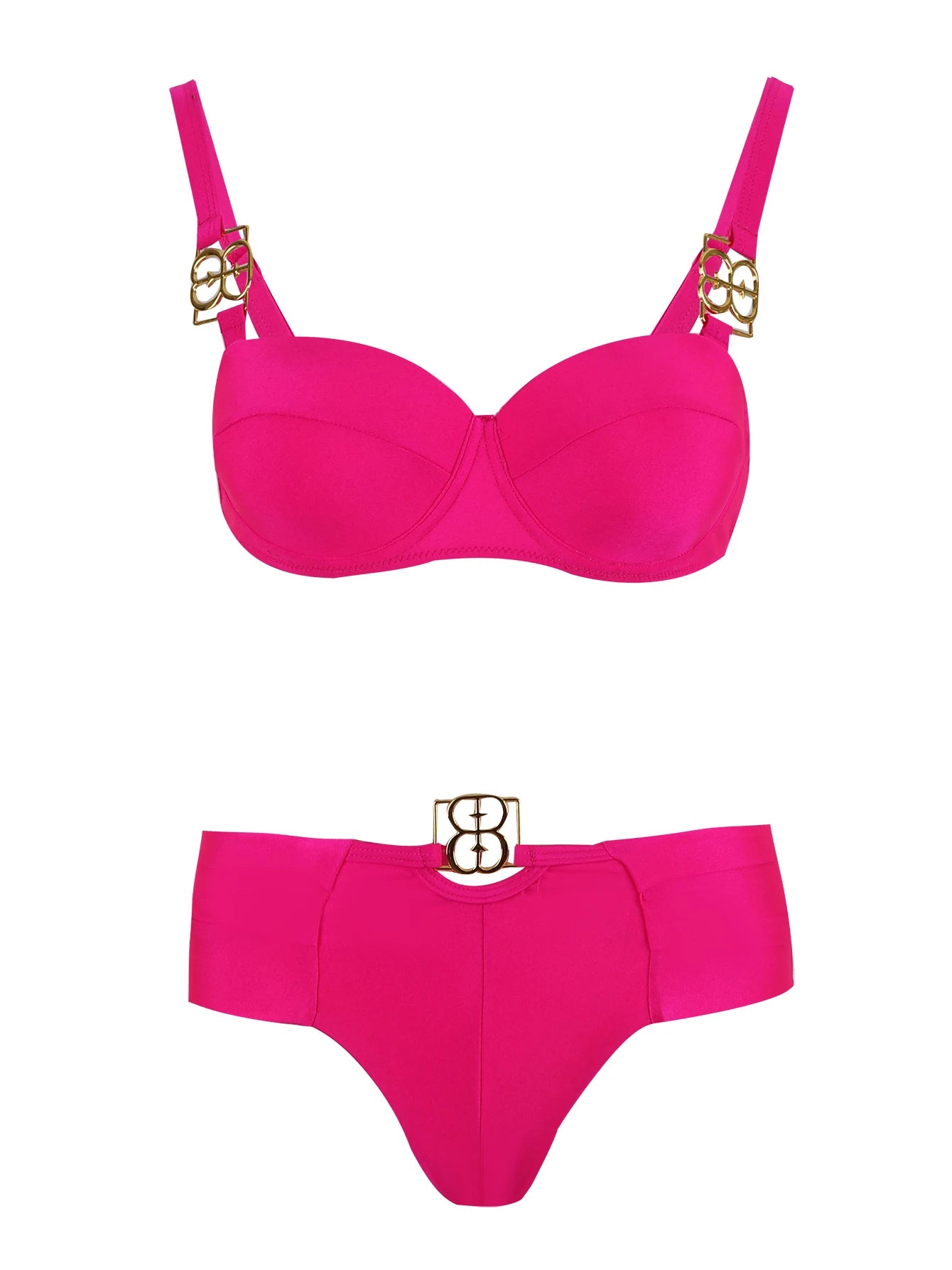 Brazilian Bikini Swimsuit for Women, Ring Linked Halter, Swimwear, Beachwear, 2025