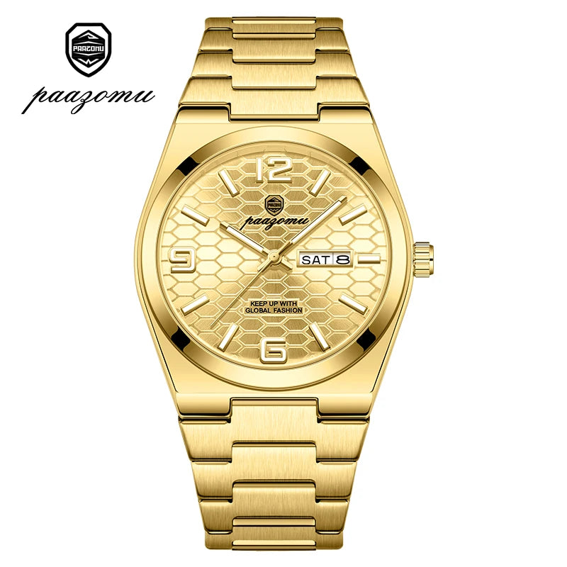 PAAZOMU Casual Man Watch Fashion Exquisite Men Wristwatches Waterproof Luminous Date Stainless Steel Quartz Men's Watches Reloj