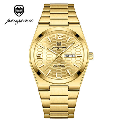 PAAZOMU Casual Man Watch Fashion Exquisite Men Wristwatches Waterproof Luminous Date Stainless Steel Quartz Men's Watches Reloj