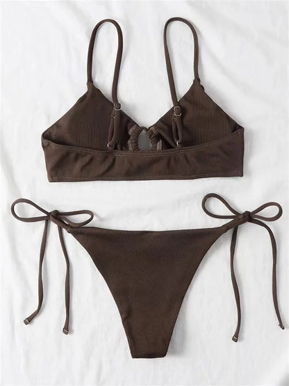 2024 Sexy Bikini Women Low waist Swimsuit Female Solid Brazilian Bikinis Set 2 Pieces Swimming Beach Bathing Suit New Beachwear