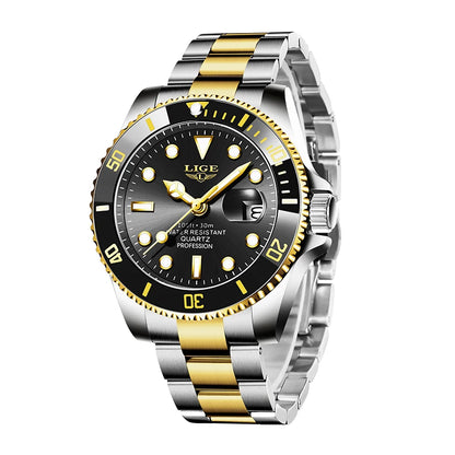 LIGE Top Luxury Watches For Men Fashion 30M Waterproof Luminous Date Quartz Wristwatches Casual Business Mens Watch Roloj Hombre