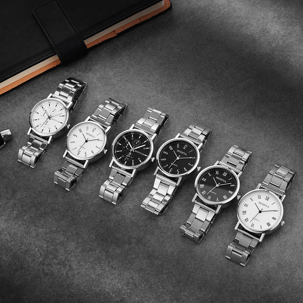 Fashion Men's Watch Casual Silver Alloy Band Male Business Quartz Watches Clock Wristwatches