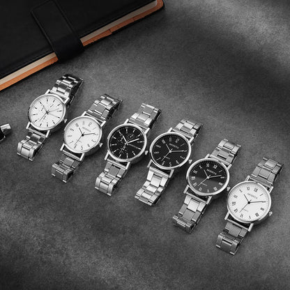 Fashion Men's Watch Casual Silver Alloy Band Male Business Quartz Watches Clock Wristwatches