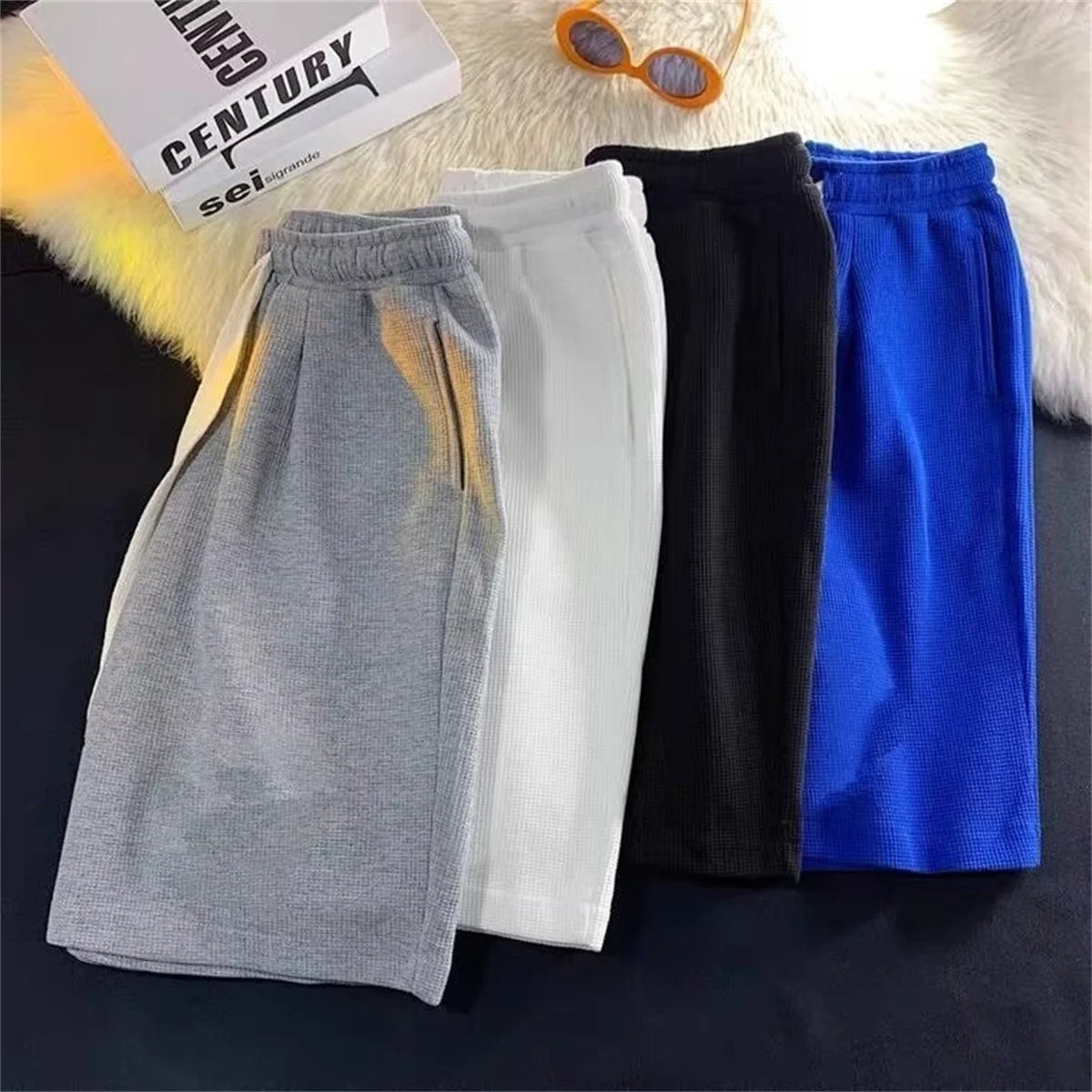 Solid Breathable Shorts Summer Men's Fashion Trendy Brand Lightweight Drawstring Basketball Sports Fitness Large Middle Pants