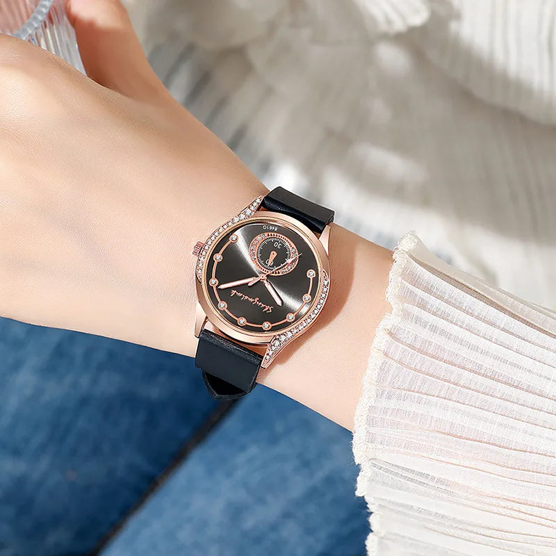 Luxury Rhinestone Women Watches Fashion Silicone Band Quartz Wristwatch for Ladies Clock Reloj Mujer（Without Box）