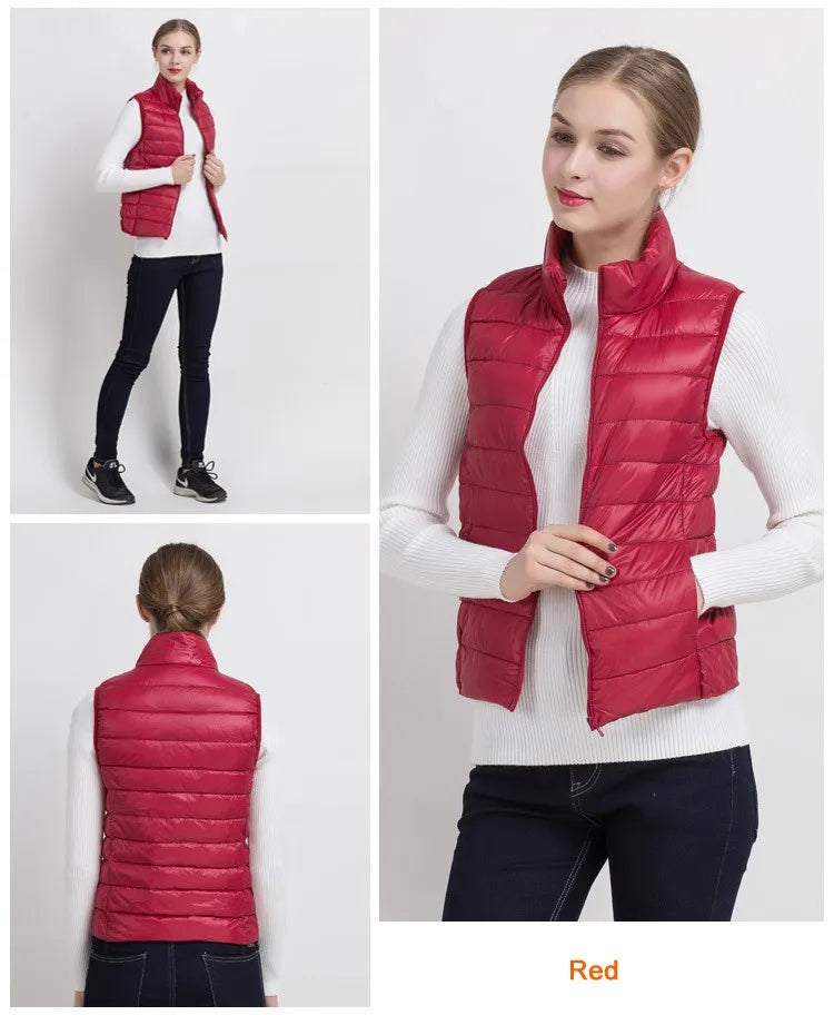 Women Vests 2023 New Autumn Winter Ultra Light Duck Down Vest Female Slim Sleeveless Jacket Windproof Warm Puffer Waistcoat