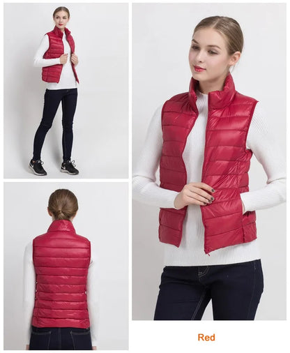 Women Vests 2023 New Autumn Winter Ultra Light Duck Down Vest Female Slim Sleeveless Jacket Windproof Warm Puffer Waistcoat