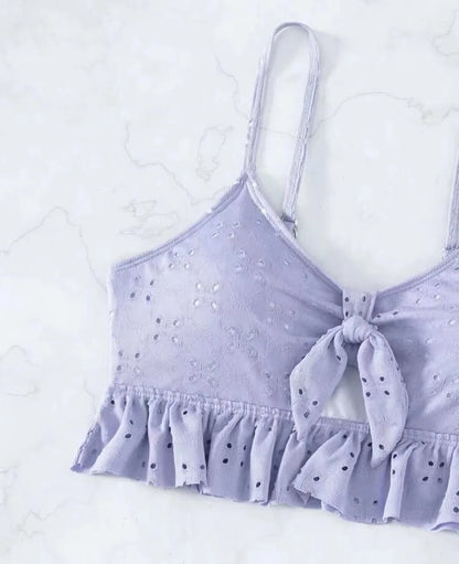 Sexy White Ruffle Bikini 2024 Women Three Pieces Swimsuit Brazilian Swimwear Female Beachwear Thong Bathing Suit Mini Biquini