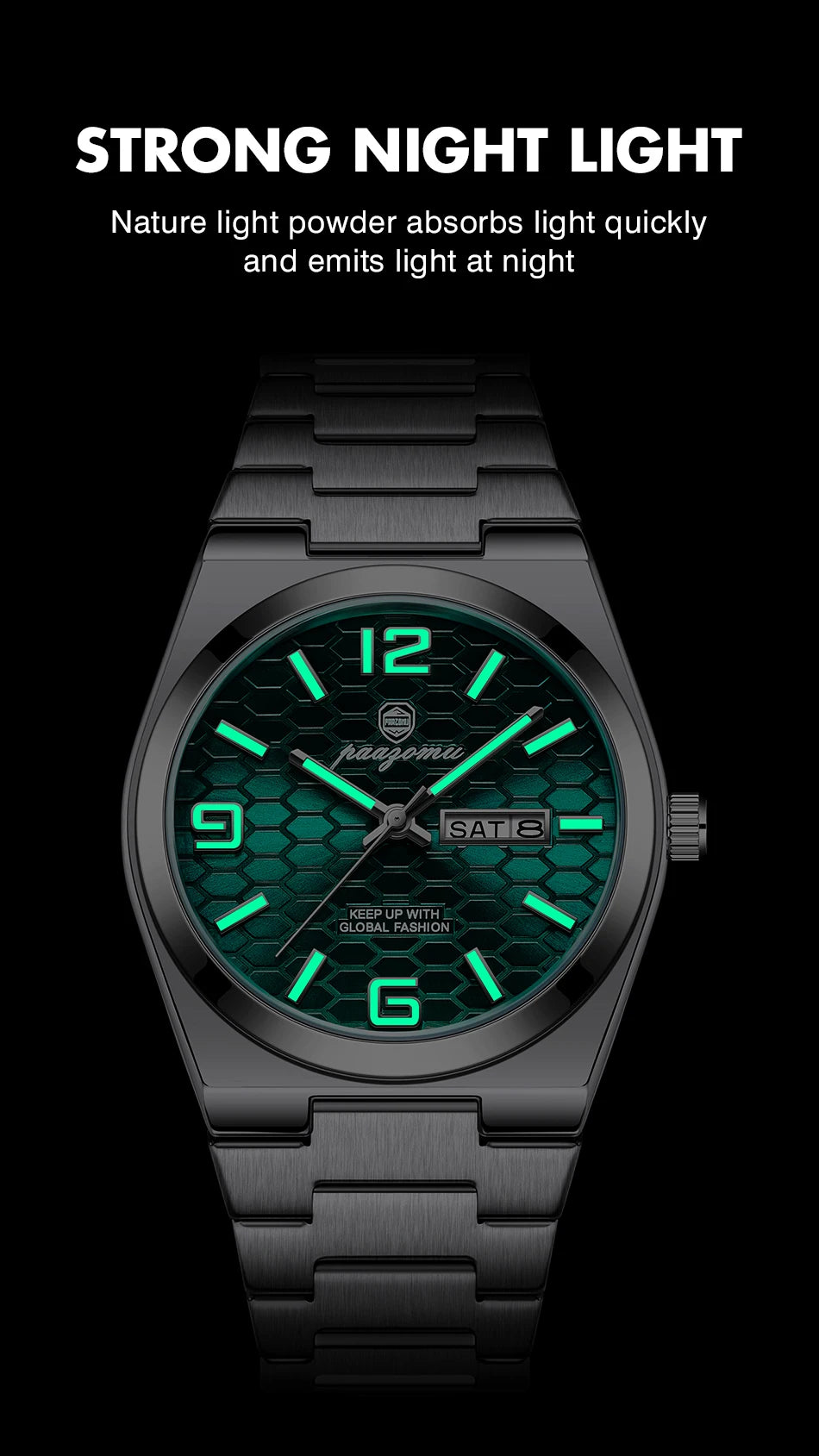 PAAZOMU Casual Man Watch Fashion Exquisite Men Wristwatches Waterproof Luminous Date Stainless Steel Quartz Men's Watches Reloj