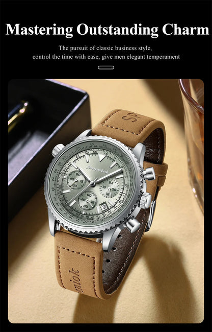 2026 New Top Luxury Man Wristwatch Sport Fashion Leather Quartz Watch For Men Chronograph Date Waterproof Luminous Men's Watches