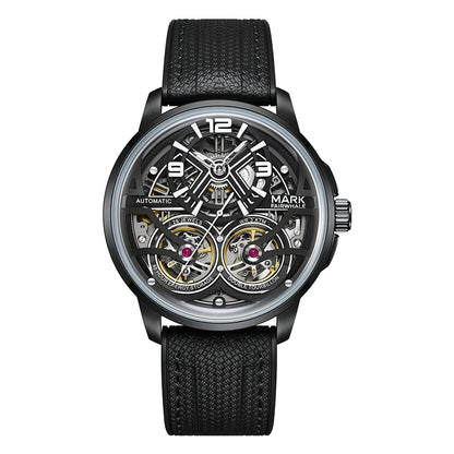 Mark Fairwhale Fashion Watches Mens Silicone Strap Waterproof Automatic Skeleton Mechanical Watch