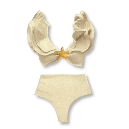 Two-Pieces Women Floral 2025 Push-Up Padded Bra Ruffles Bandage Bikini Set Swimsuit Swimwear Bathing Suit Beachwear Biquini
