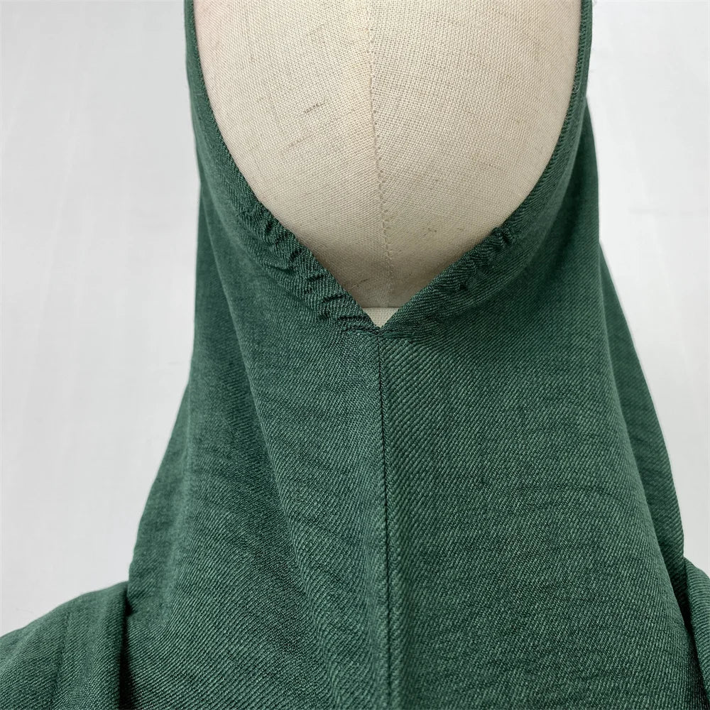 Hot Seller Ramadan Islamic Clothing Wrinkle Polyester Hoodie Abaya Dress With Undercap Muslim Women Abaya Hoodie Causal Dresses