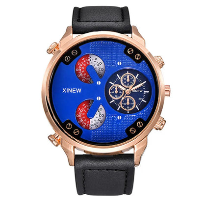 Original XINEW Brand Men Watches Black Boys Fashion Leather Band Gifts Quartz Watch Relogio Masculino Montre Homme Reloj Hombre