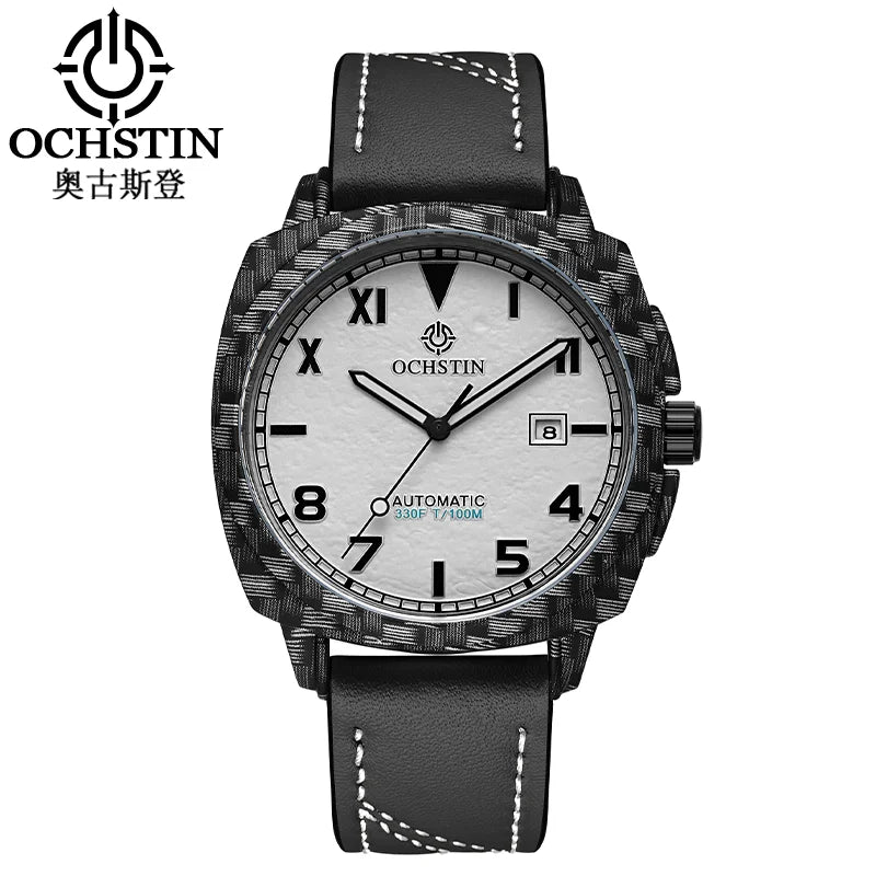 OCHSTIN Men's Automatic Mechanical Movement Watches Man Leather Strap Wristwatch Waterproof Master Series Luminous Hand Watch