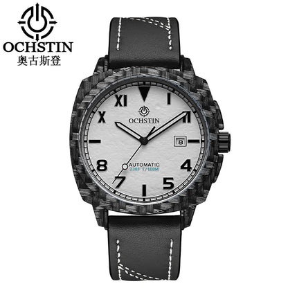 OCHSTIN Men's Automatic Mechanical Movement Watches Man Leather Strap Wristwatch Waterproof Master Series Luminous Hand Watch