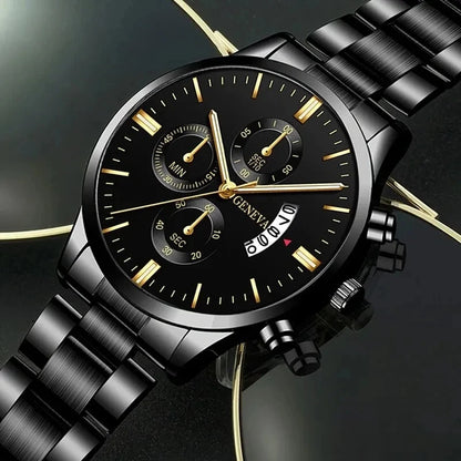 2025 Fashion Men Stainless Steel Watch Luxury Calendar Quartz Wrist Watch Mens Business Watches for Man Clock Montre Homme