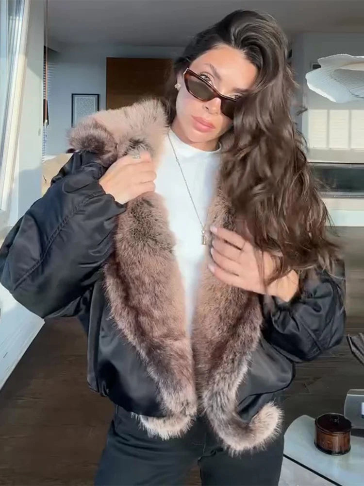 Fashion Faux Fur Patchwork Jacket Women Stand Collar Full Sleeve Warm Lace Up Loose Jackets 2026 Lady New Casual Outwear Street