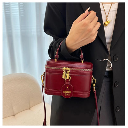 Women Fashion Tote Bucket Bags Solid Clor PU Leather Delicate Small Square Pack 2024 Trendy Female Crossbody Bag