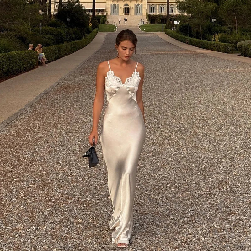 White Lace Hollow Out Halter Long Dress Women Sexy Sleeveless Off Shoulder Slim Maxi Dresses 2026 Lady Holiday Beach Vestidos