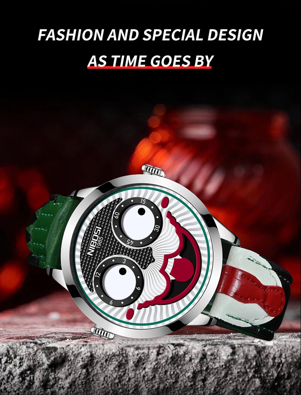 Cool Joker Watch Men Classic Men's Clown Watches Fashion Leather Strap Waterproof Quartz Wristwatches Reloj Hombre Drop Shipping