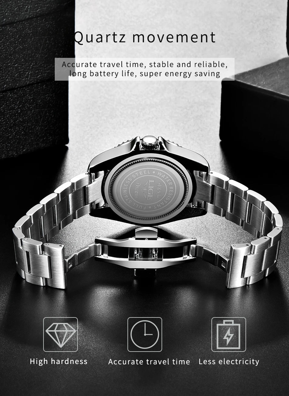 LIGE Top Brand Fashion Mens Watch Business Luxury Quartz Wristwatches Luminous Waterproof Sports Watches Mens Gifts Reloj Hombre