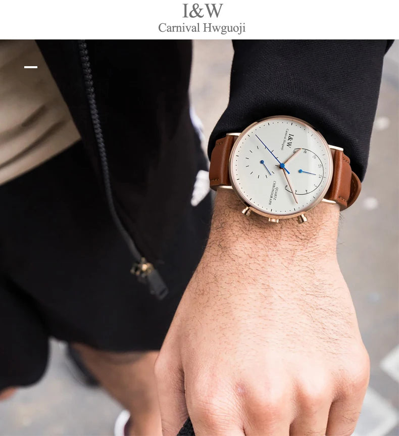 Carnival Brand Luxury Watches for Man Fashion Waterproof Rose Gold Silver Military Clock Men Quartz Wristwatches Reloj Hombre