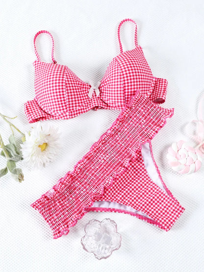 Triangle Bikinis Bow Swimsuit Women Sexy Swimwear Bandage Bikini Set Summer Biquini Female Beachwear Low Waist Thong Swimsuits