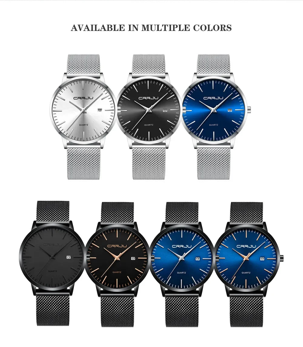 Watch for Men, Stainless Steel 40mm with Mesh Strap Mens Watches,Classic Ultra Slim 7mm Men's Wrist Watches Automatic Minimalist