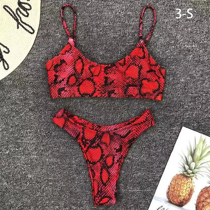New Sexy Leopard Print Bikini Solid Swimsuit Women Split Swimwear Push Up Bikini Set Brazilian Bathing Suit Summer Beach Wear