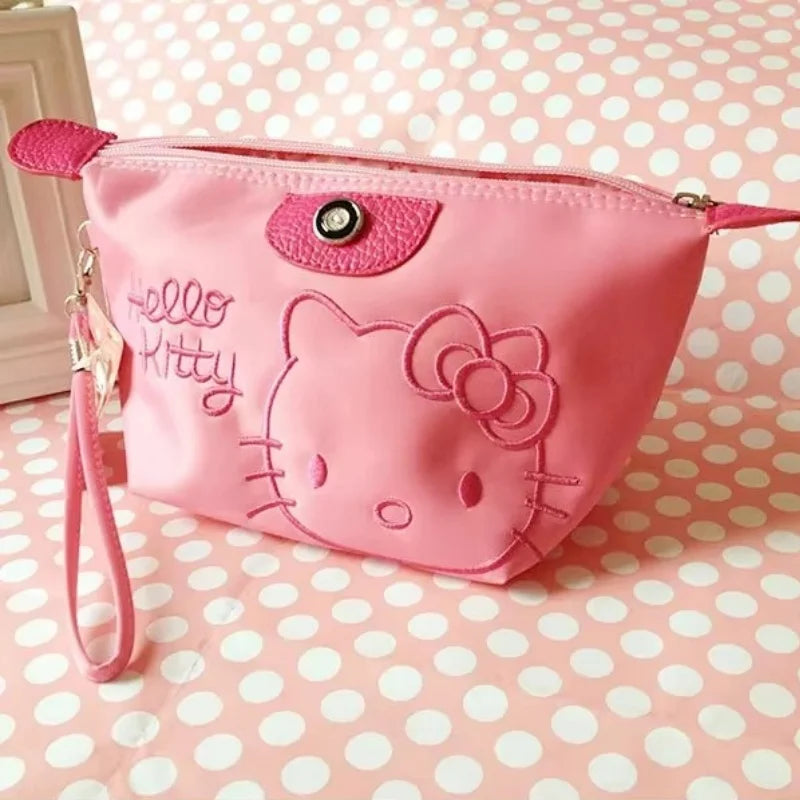 Hello Kitty Travel Makeup Bag Pen Bag Storage Bag Anime Cartoon Large Capacity Waterproof PU Handbag Gift for Girl Girlfriend