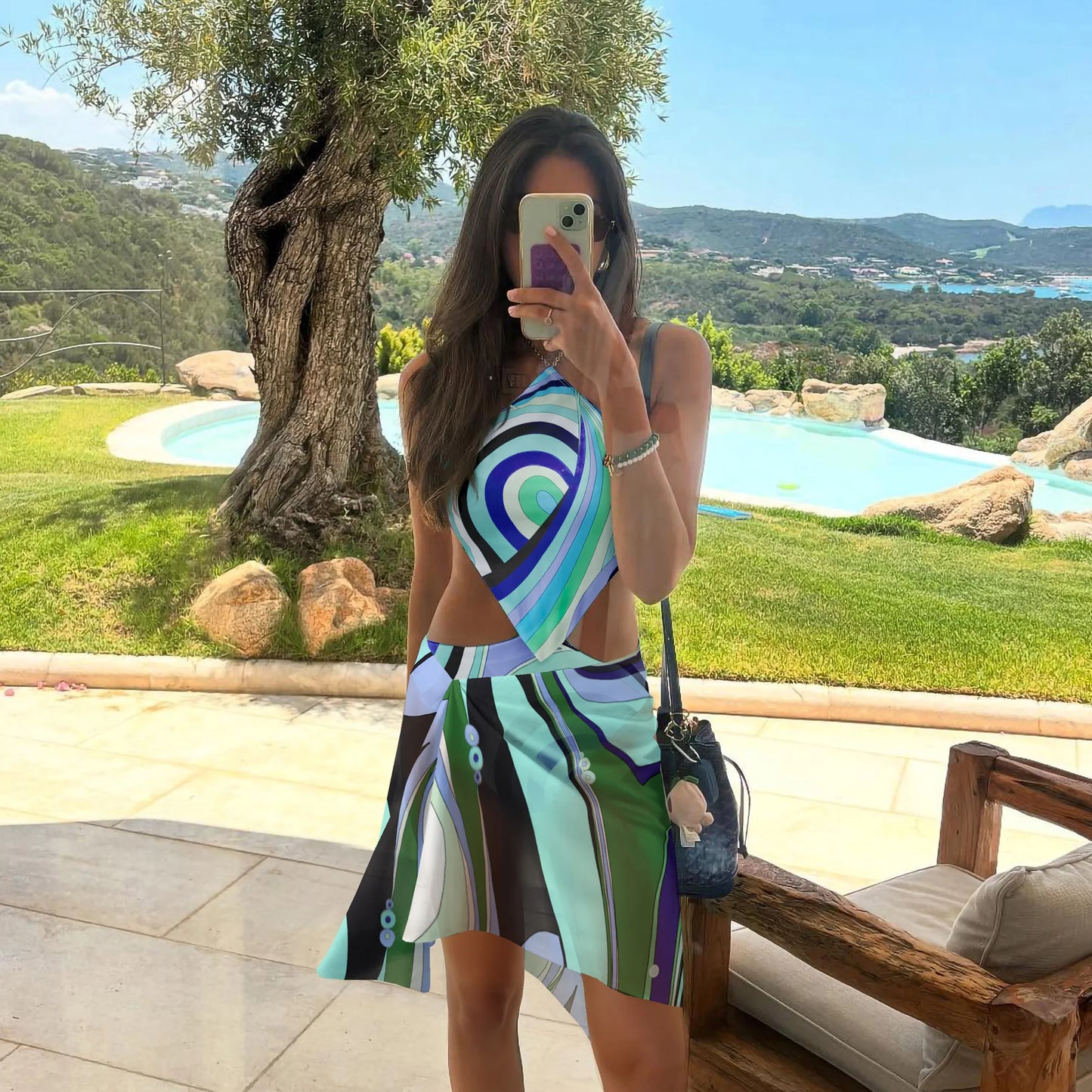 Cut Out Swimsuit Sexy Swimwear Halter Swimsuits Women Print Bathing Suits Swimwear Summer Beachwear Biquini Female