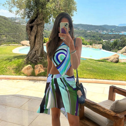 Cut Out Swimsuit Sexy Swimwear Halter Swimsuits Women Print Bathing Suits Swimwear Summer Beachwear Biquini Female