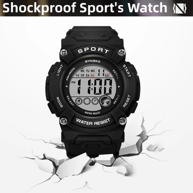Synoke Shockproof Digital Sport's Watches Fashion PU Strap 50M Waterproof Colorful Light Led Chronograph Women's Wristwatch