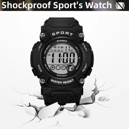 Synoke Shockproof Digital Sport's Watches Fashion PU Strap 50M Waterproof Colorful Light Led Chronograph Women's Wristwatch