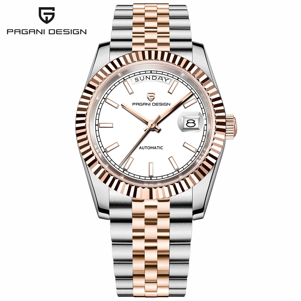 PAGANI DESIGN Watches Pure White Dial Mechanical Watch For Men 2025 New Luxury Sapphire Crystal Automatic Stainless Steel Clock