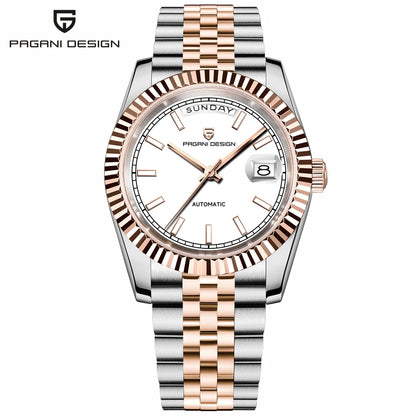 PAGANI DESIGN Watches Pure White Dial Mechanical Watch For Men 2025 New Luxury Sapphire Crystal Automatic Stainless Steel Clock