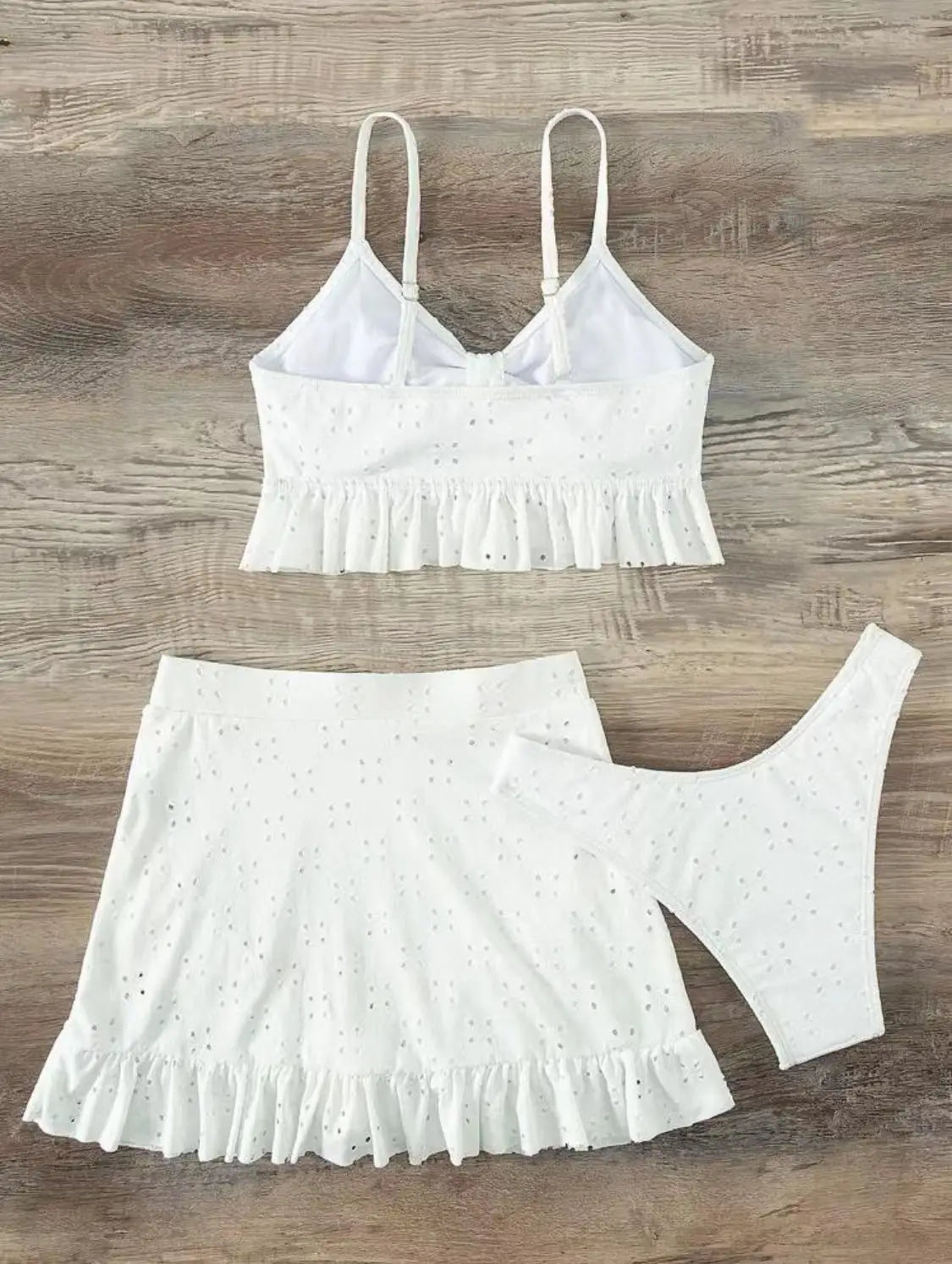 Sexy White Ruffle Bikini 2024 Women Three Pieces Swimsuit Brazilian Swimwear Female Beachwear Thong Bathing Suit Mini Biquini