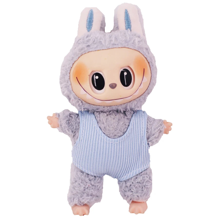 For Labubu Doll Clothes Swimsuit Cute Shark Slippers 15-17Cm Plush Doll Glasses Straw Hat,For labubu Accessories Holiday Gifts