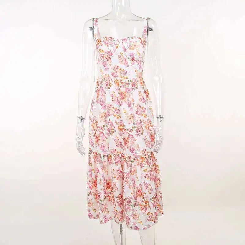 Townlike Print Bodycon A-line Dress Women Spaghetti Strap 2023 Summer Dress Midi Long Strapless Nightclub Sexy Party Dresses
