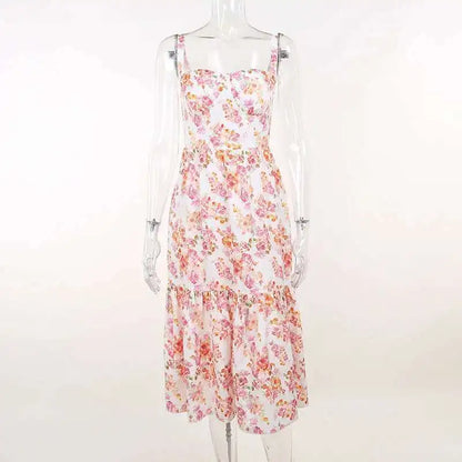Townlike Print Bodycon A-line Dress Women Spaghetti Strap 2023 Summer Dress Midi Long Strapless Nightclub Sexy Party Dresses