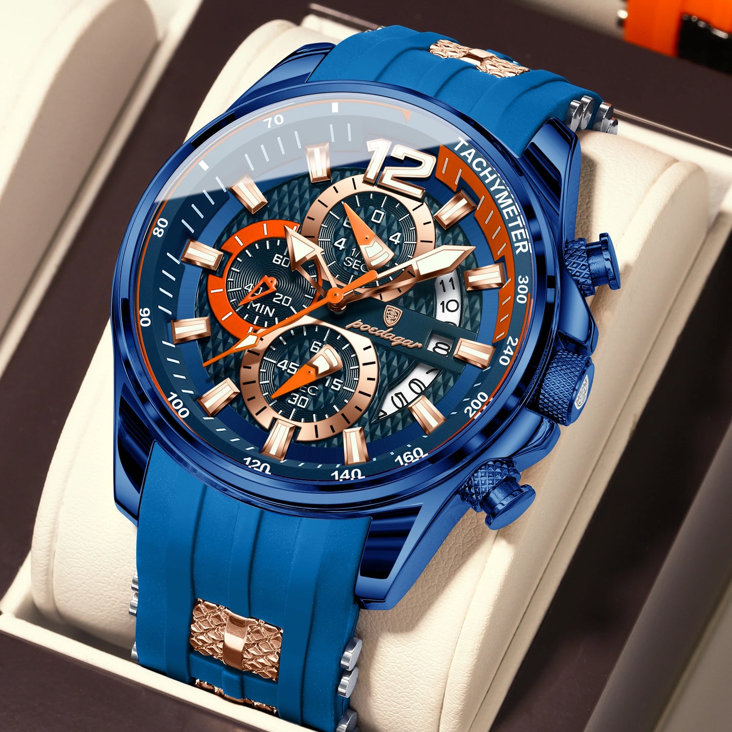 POEDAGAR Original Fashion Men Watch Date Chronograph Silicone Sports Man Clock Luminous Waterproof Military Quartz Men's Watches