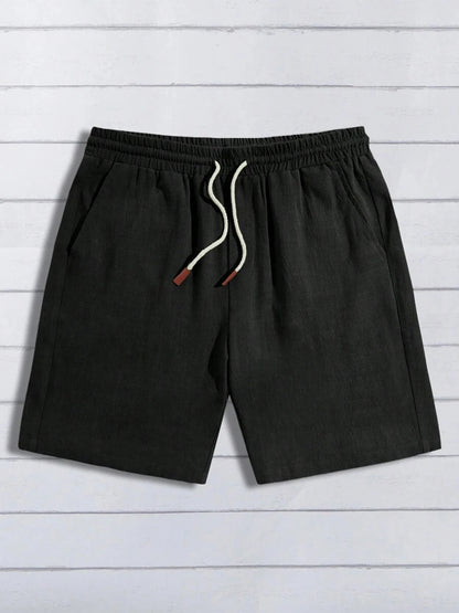 Summer thin linen shorts for men, loose and casual, five-inch pants, cotton and linen, breathable, suitable for beach and sports
