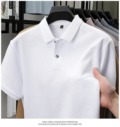 Men's 100% Cotton Polo Shirt - Summer Casual Breathable Tee,19 Colors,Ideal for Golf and Sports,Business Casual,Silk-Like Finish