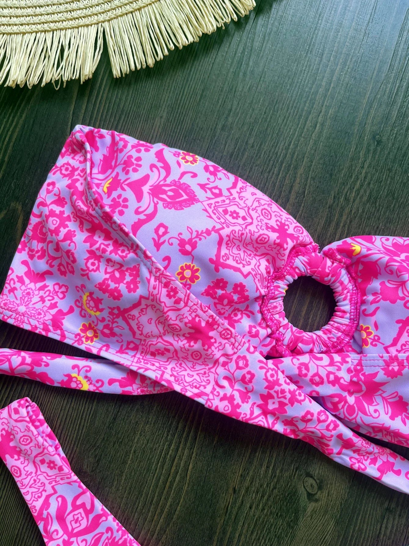Sexy Colorful Floral Printed Bandeau Bikini Female Swimsuit Women Swimwear Two-pieces Bikini set Bather Bathing Suit Swim Lady