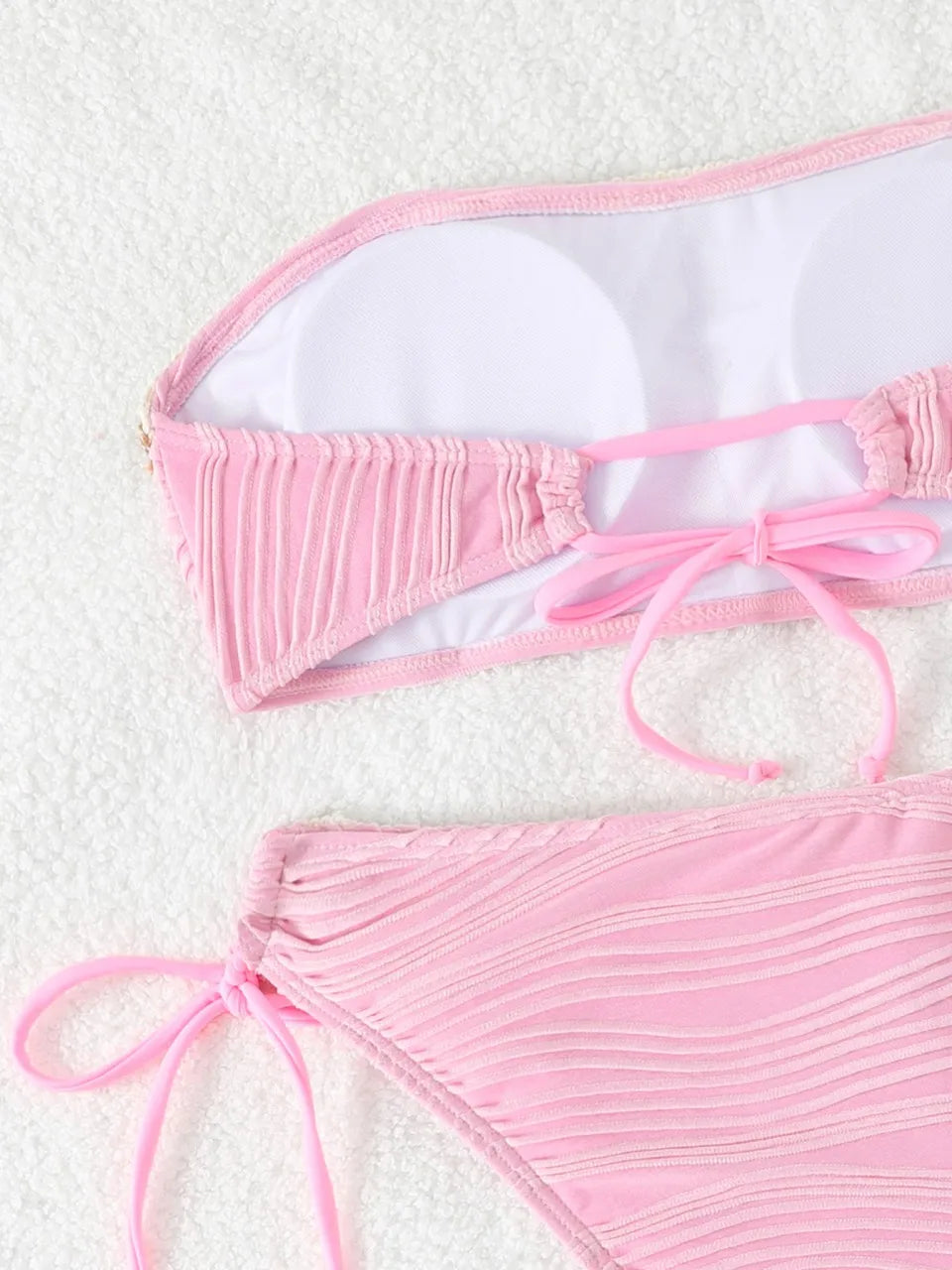 2026 Women Sexy Thong Swimsuit Push Up Swimwear Contrast Binding Bandeau Bikinis Female Bathing Suit Swimming Summer Beachwear